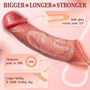5-in-1 Penis Sleeve Cock Sleeve Vibrator – Realistic Vibrating Male Sex Toy with Smart App & Elastic Extender